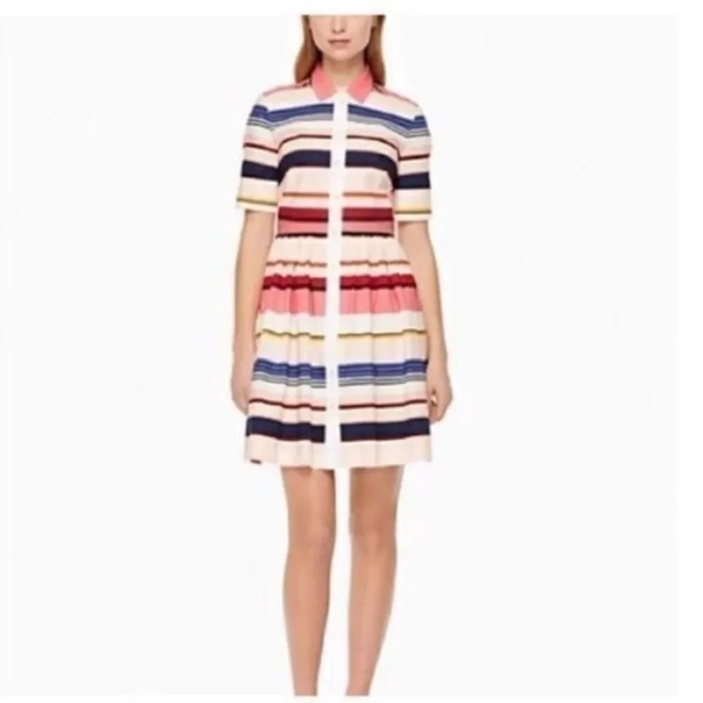 Kate Spade Size 00 Berber Stripe Polo Shirt Dress Multicolor Knee Length Preppy